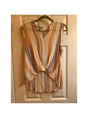 Women's Universal Thread Blouse, L, White & Orange